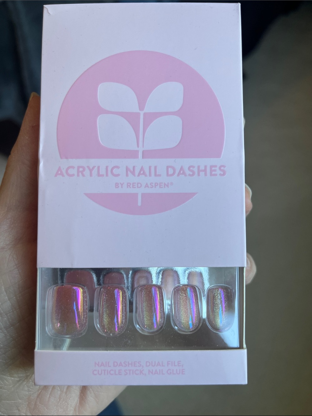Red Aspen Pink Iridescent Acrylic Nail Dashes
